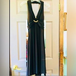 90s/Y2K Brown Halter Midi Dress